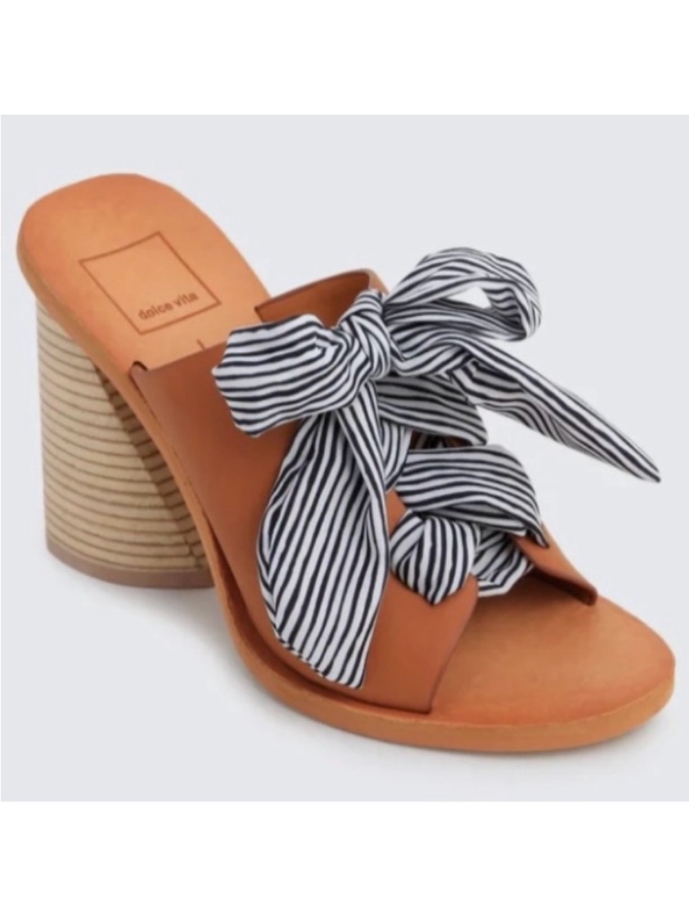 Dolce Vita Women's Tan Bow Block Heel Slide Sandals - Picture 2 of 7